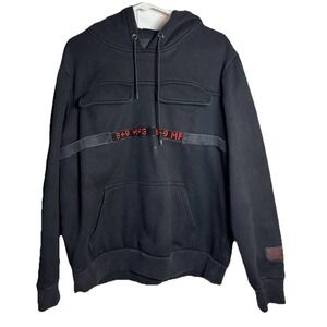 8&9 MFG Black Pullover Hoodie Men's L Streetwear Graphic Strap Chest L Large